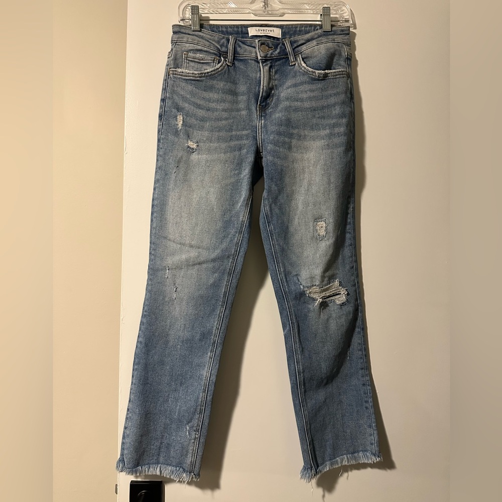 Women's Vervet Straight Leg Distressed Jeans - Light Blue (Size 5 or 27)